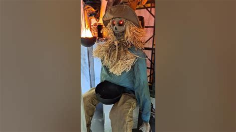 New 2023 Scary Sitting Scarecrow Spirit Halloween Animatronic Prop Display At San Antonio