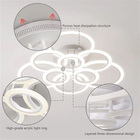 Luz De Teto LED Controle Remoto Anel Candelabro Luzar