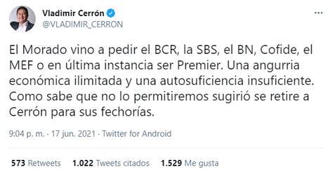 Vladimir Cerr N Sobre Julio Guzm N El Morado Vino A Pedir El Bcr La