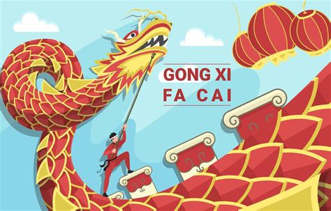 Chinese New Year Gong Xi Fa Cai Dragon Background Vector Art At