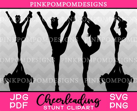 Cheer Stunt Svg And Digital Clipart Set Cheer Svg Stunt Etsy Singapore