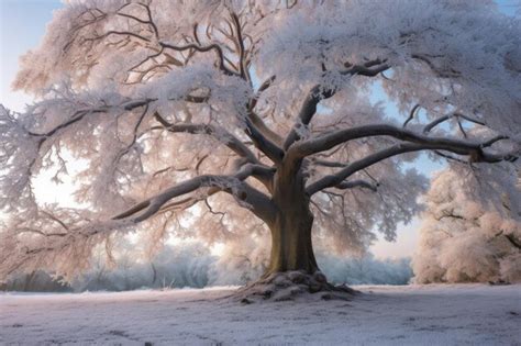 Premium Ai Image Oak Tree Branches Covered In Delicate Frost Crystals