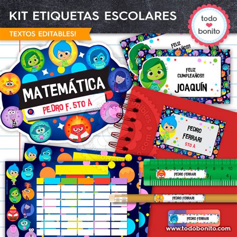 Kit Imprimible De Etiquetas Escolares Intensamente Personaliza Y