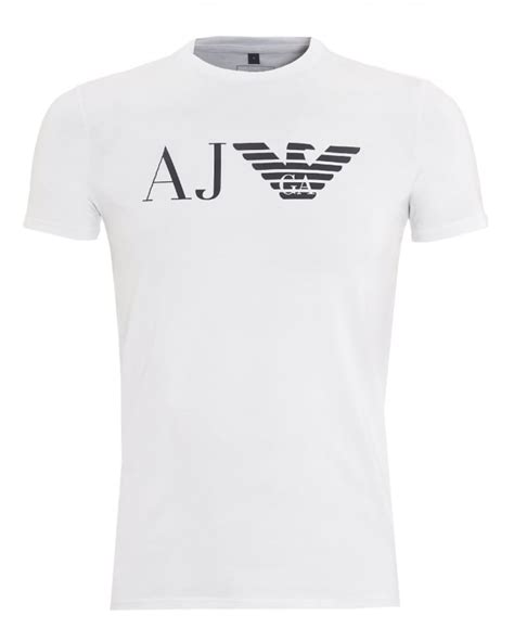 Armani Jeans Mens AJ Logo T-Shirt, Slim Fit White Tee