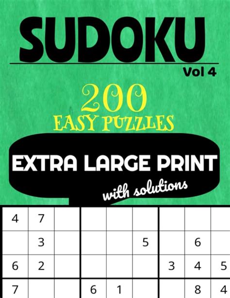 Extra Large Print Sudoku Puzzles Easy Very Large Print Puzzles