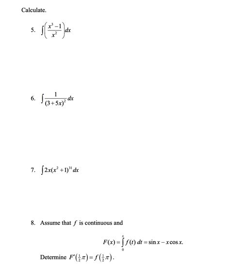 Solved Calculate ∫﻿﻿ X3 1x2 Dx∫﻿﻿1 3 5x 2dx∫﻿﻿2x X2 1 31dx