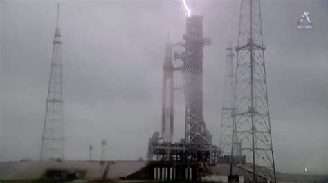 Lightning Strikes Nasa S Artemis 1 Moon Megarocket Launch Pad During Test Space