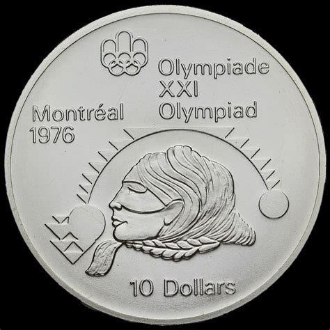 Canada 1975 925 Silver 10 Dollars Montreal Olympics Shotput UNC