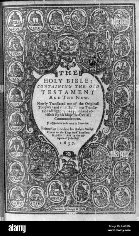 Page de titre de la Sainte Bible imprimé à Londres par Robert Barker