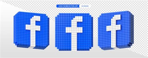 Facebook logo münze in pixelkunst 3d rendering mit transparentem