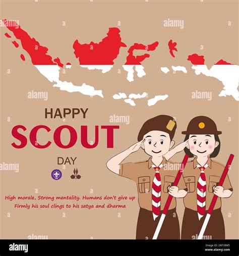 Happy Scout Day August 14 Indonesian Festival Day Selamat Hari Pramuka