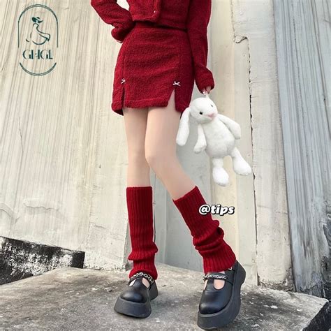 Ghgl Năm Mới Rượu Vang Đỏ Phong Cách Thiên Niên Kỷ Hot Girl JK Girl Phù Hợp Với Giáng Sinh Y2K