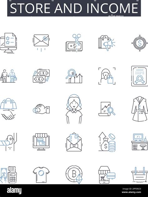 Store And Income Line Icons Collection E Commerce Webstore Retail