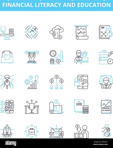 Financial Literacy And Education Vector Line Icons Set Financial