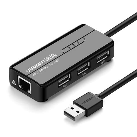 Ugreen Adapter Sieciowy 20264 RJ45 USB A 10 100Mbps HUB 3x USB A 2 0