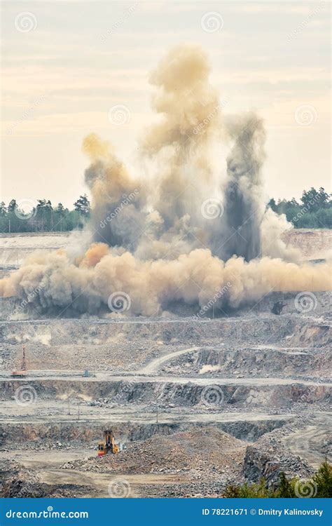 Explosion Blast In Open Cast Mining Quarry Mine Stock Image Image Of