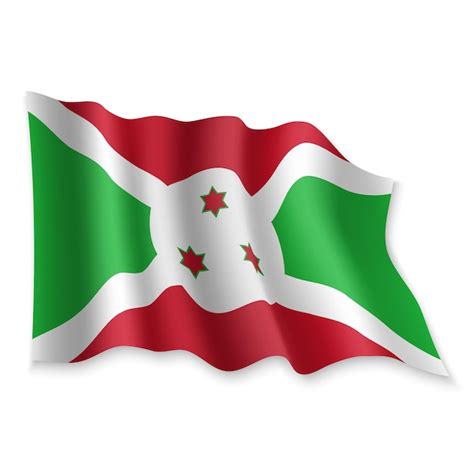 3d bandeira de ondulação realista do burundi no fundo branco Vetor