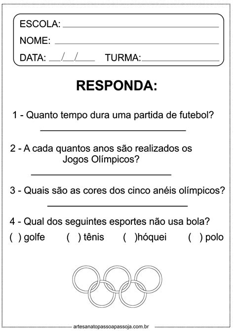 Atividades De Educação Fisica 5 Ano Para Imprimir BRAINCP