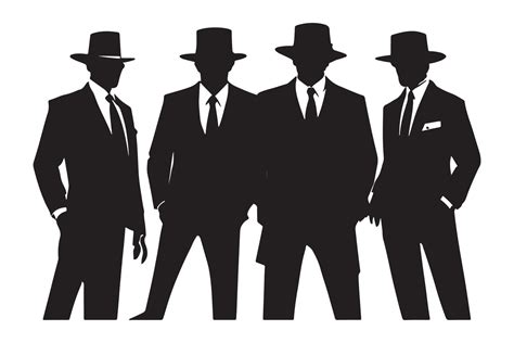 Mafia silhouette vector, Detective silhouette vector isolated on white ...