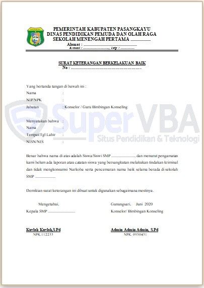 Detail Contoh Surat Keterangan Kelakuan Baik Dari Sekolah Koleksi Nomer 26