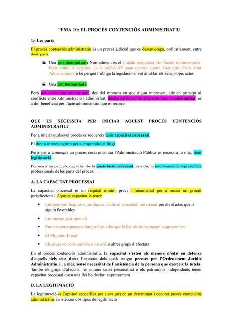 TEMA 10 DRET Administratiu II TEMA 10 EL PROCÉS CONTENCIÓS