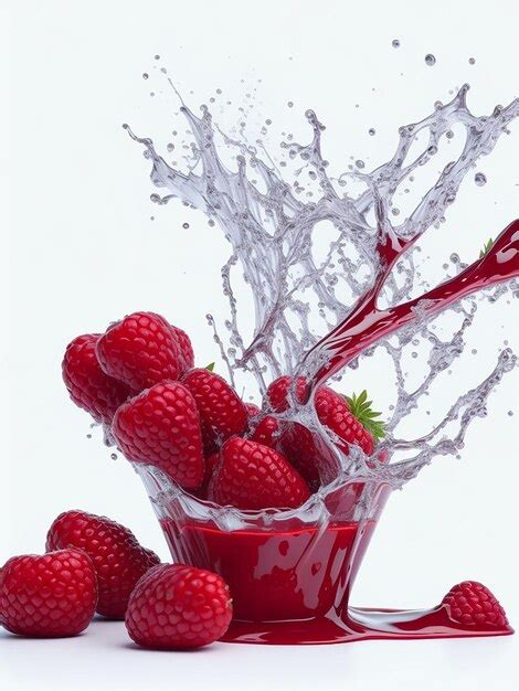 Premium Photo Raspberries In Juice Splash Isolated On A White And