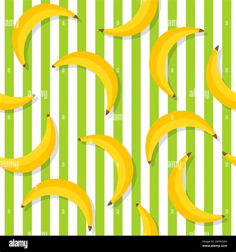 Banana Pattern Repeat Banana Pattern On Green Stripes Yellow Bananas