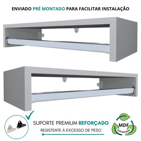 Kit Cabideiro De Parede Suspenso Madeira Mdf Arara Prateleira De