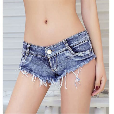 Women Tassel Hole Low Rise Waist Short High Cut Denim Booty Sexy Short