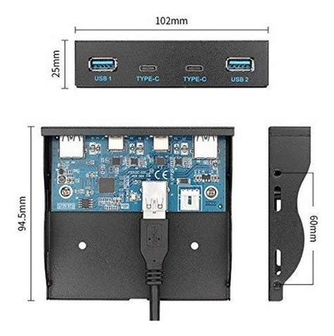 Cablecc Usbusb Hub Puertos Panel Frontal A Placa Cuotas Sin