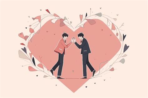 Pareja De Anime Gay Dentro De Un Coraz N Abstracto Ilustraci N De Valent N Fondo Rom Ntico