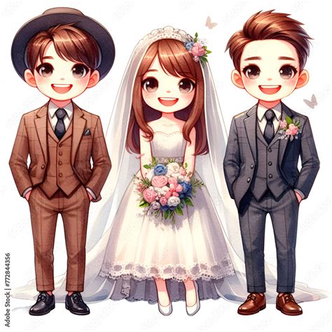 Cute Wedding Couple Clipart Watercolor Bride And Groom Clipart