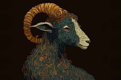Premium Photo Goat As An Art Image Picture With Golden Abstract