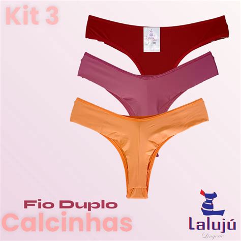 Kit Tangas Calcinha De Microfibra Fio Duplo Modelo Fran Lingerie Feminina Shopee Brasil