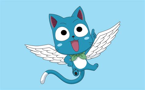 Download Happy The Beloved Blue Cat From Fairy Tail Flying On A