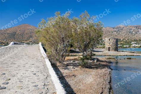 Olous Windmills in Elounda Agios Nikolaos Greece - Crete Stock