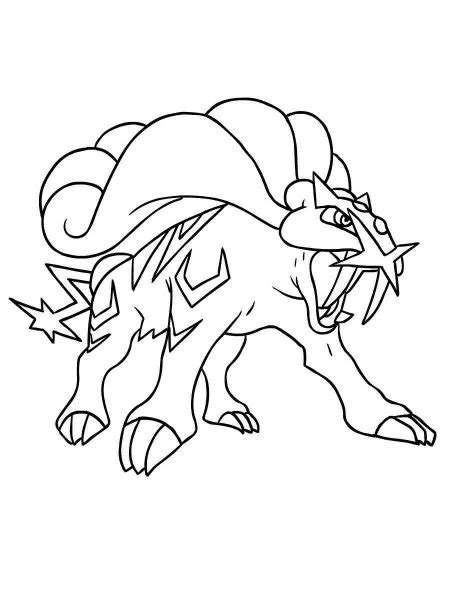 Pokemon Raikou Coloring Pages Free Printable