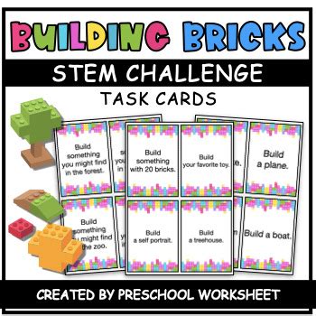 Lego STEM Challenge Task Cards, Building Bricks STEM Challenge Activities