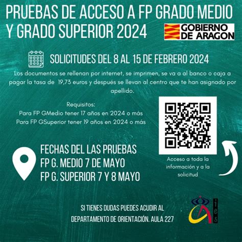 Ies Corona De Arag N Noticias Informaci N Pruebas De Acceso A Fp