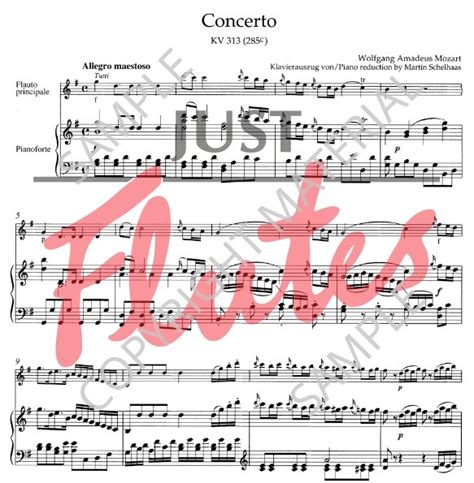 Wolfgang Amadeus Mozart Flute Concerto No 1 In G Major K313