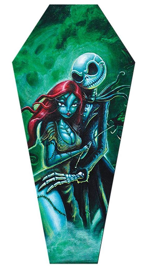 Jack Sally By Joey Rotten Skellington Coffin Shape Canvas Art Print