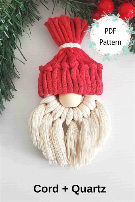 Macrame Gnome Christmas Ornament Pdf Pattern Christmas Ornaments Handmade Christmas