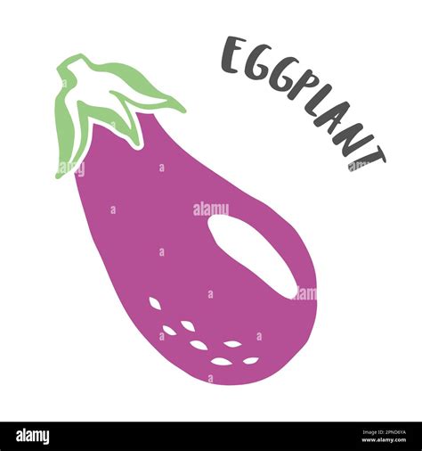 Eggplant Drawing Hand Painted With Ink Brush Isolated On White