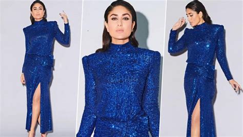 Kareena Kapoor Looks Super Hot In A Blingy Blue Thigh High Slit Gown View Pics LatestLY