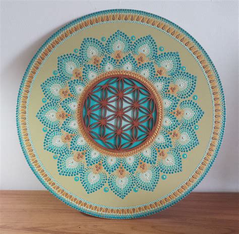 Mandala En Mdf Cm Pontilhismo Turquesa Elo