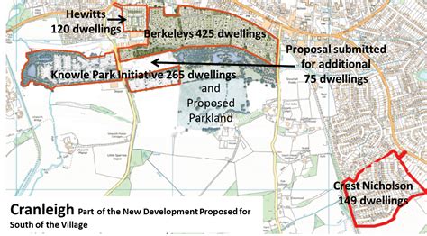 cranleigh map showing development south  village cranleigh society