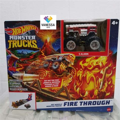 Promo Hot Wheels Monster Trucks Playset Fire Through Mattel Gyl Diskon Di Seller Qairina