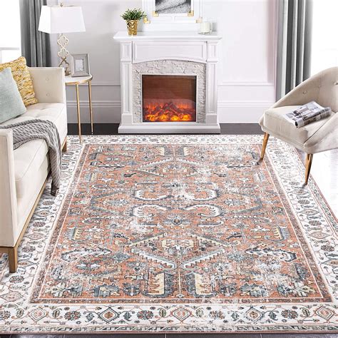 GlowSol 4x6 Boho Rug Vintage Persian Distressed Floor Cover Carpet