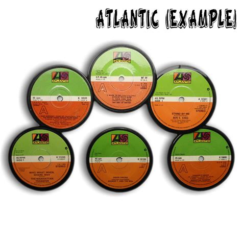 Set Of 4 Vinyl Record Coasters By Company Labels Etsy