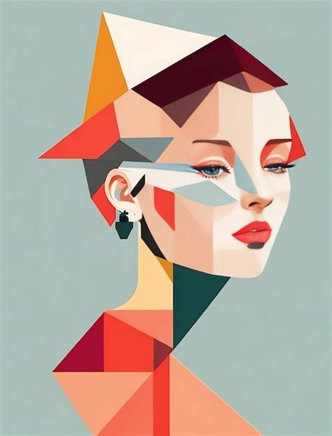 Premium Ai Image Colorful Pop Art Woman Portrait With Geometric